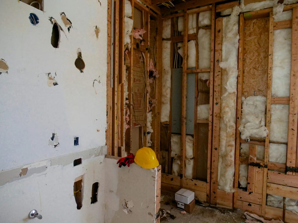 Vancouver renovation contractor demolishing a bathroom before renovating