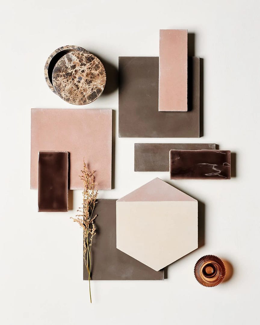 a light tone inspiration board for a richmond bathroom renovation by quay construction