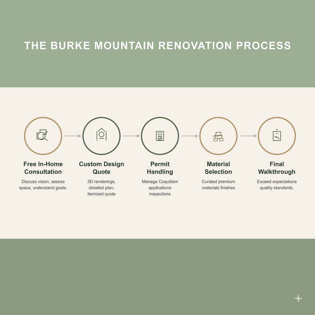 QUAY Construction Burke Mountain Renovation Process infographic