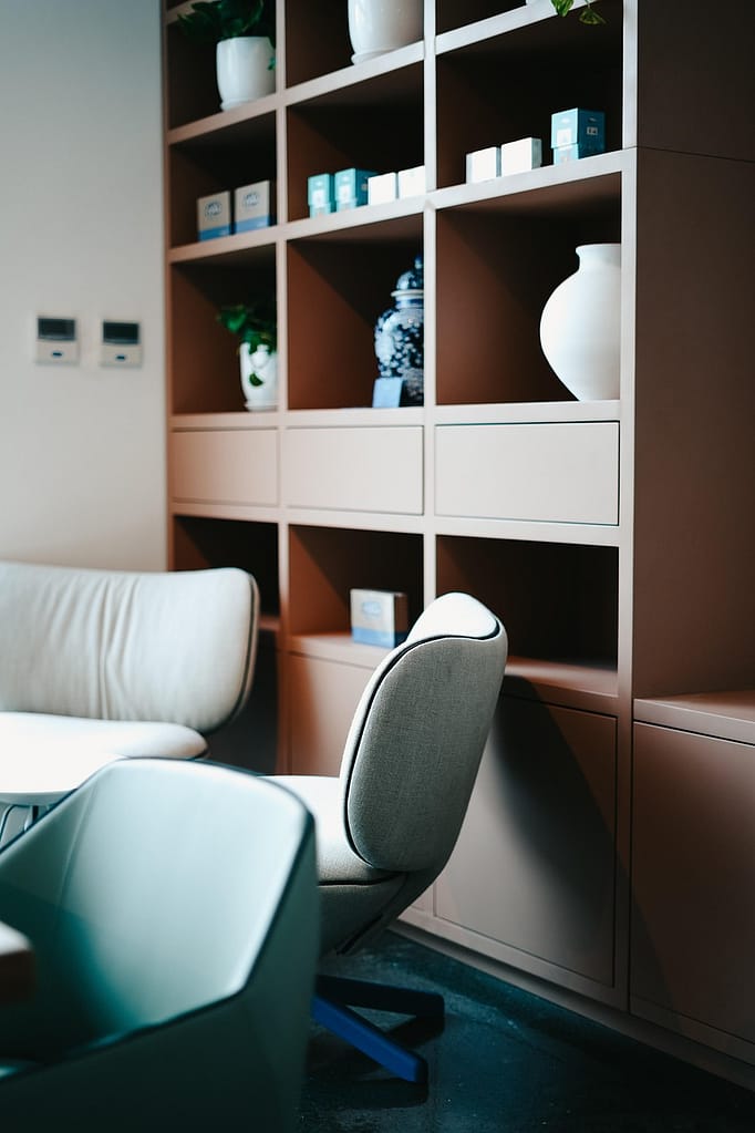 hotel, chair, shelves, interior, desk, office