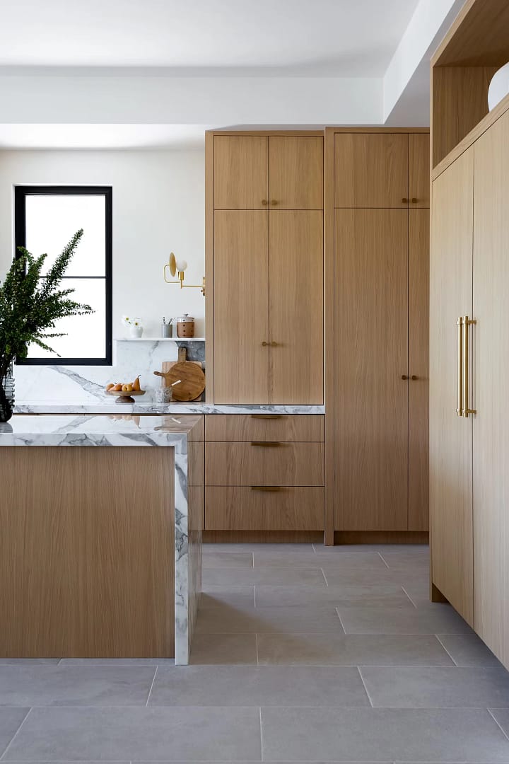 Modern Burnaby kitchen renovation - floor-to-ceiling oak cabinets, marble countertops, open concept design - QUAY