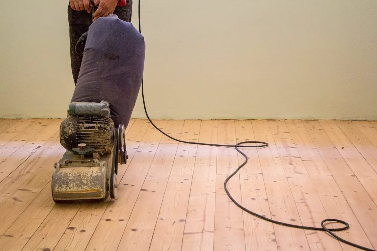 Hardwood flooring is installed by a professional