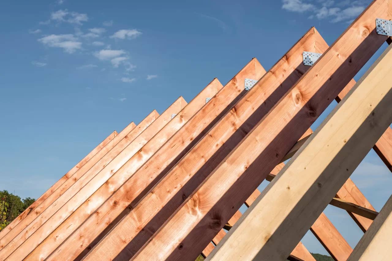 Framing of a roof during construction