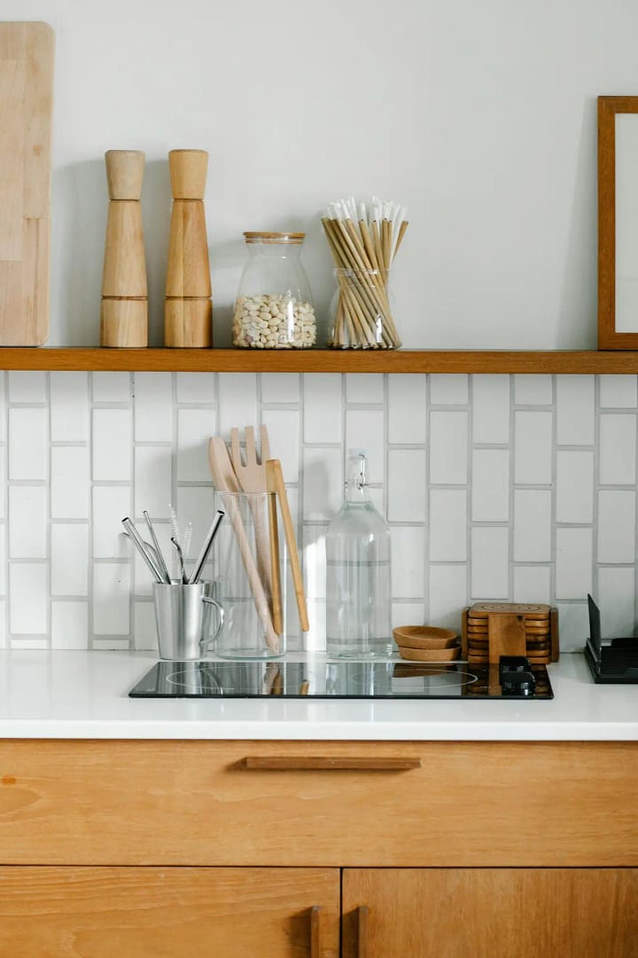 Vancouver Condo Kitchen Renovation with wood cabinets and white countertops